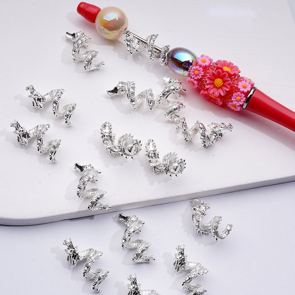 Dragon Beads Fancy Silver Alloy Jewelry Accessories 12*25MM