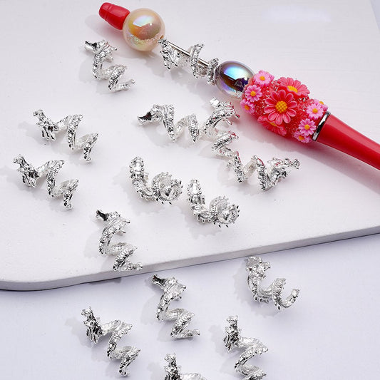 Dragon Beads Fancy Silver Alloy Jewelry Accessories 12*25MM