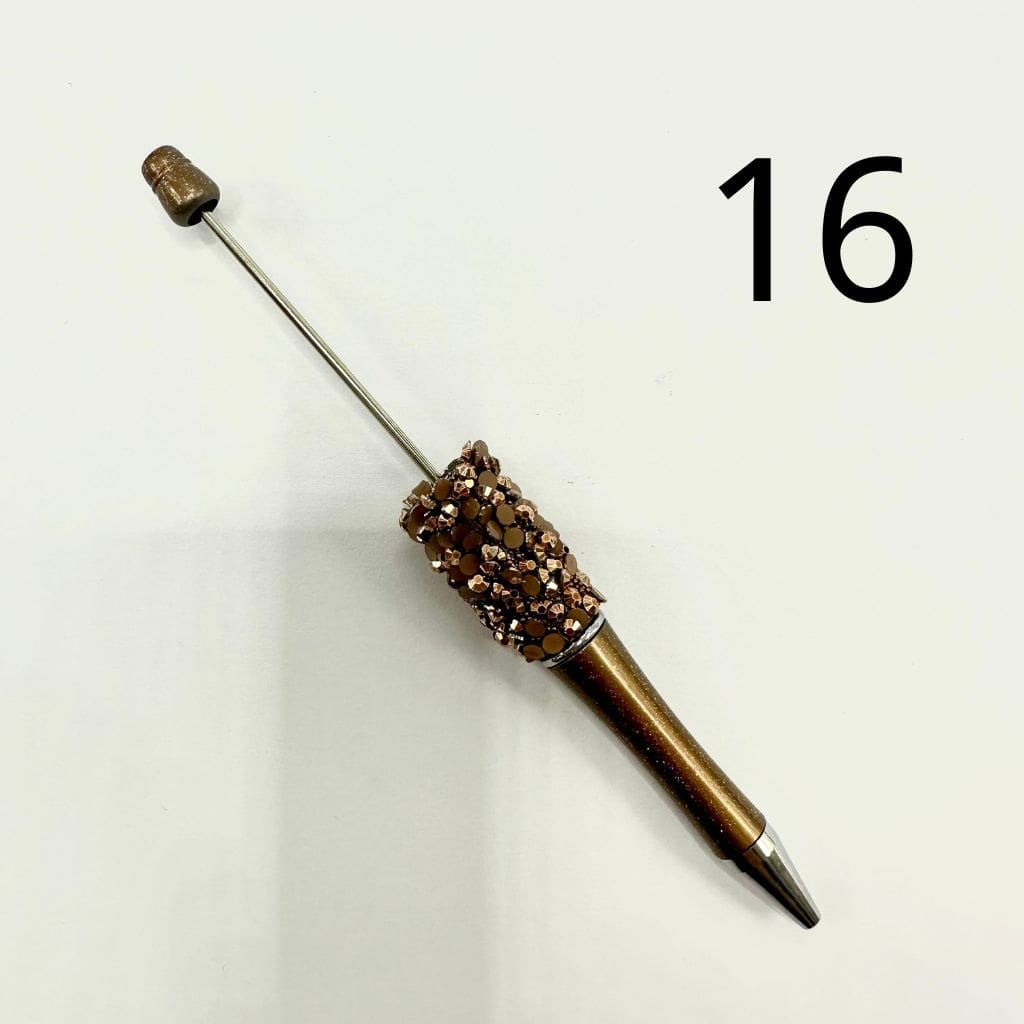 Beadable Pens with AB Finish Flatback Rhinestones in Mixed Solid Colors and Textured Wraps
