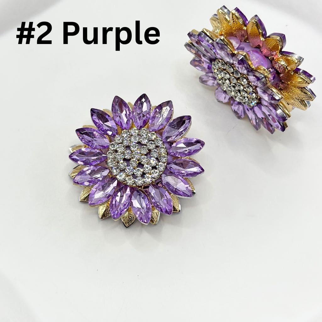 Clay Beads Fancy Sunflower with Sparkling Rhinestones over Alloy, 43mm Large