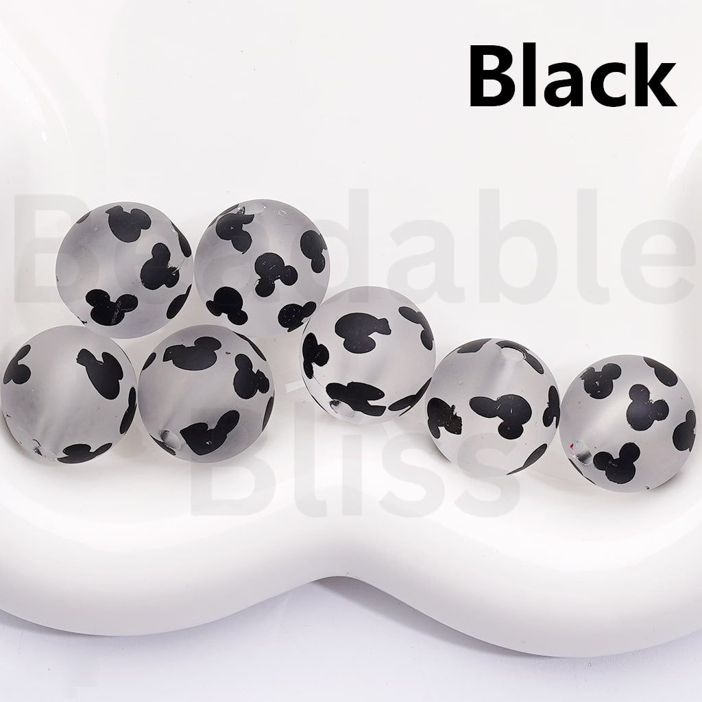 Micke Mous Head Frosted Round Design Multicolor Print Acrylic Beads 16MM (Single Color is available for 200pcs(Whole Bag))