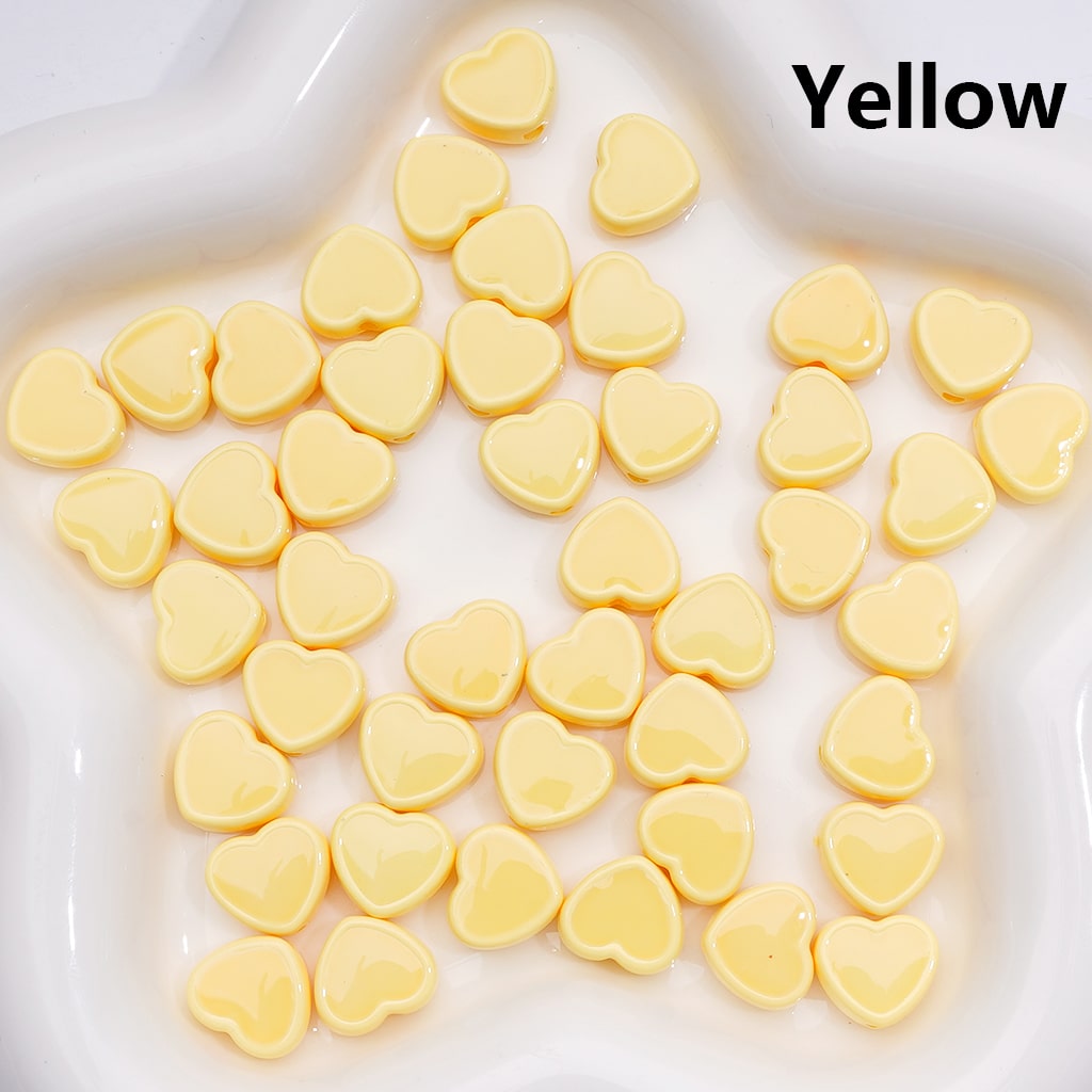 Mini Luminous Heart Acrylic Beads in Multi-Colors, 13×12MM (500pcs Single Color Whole Bag Available)