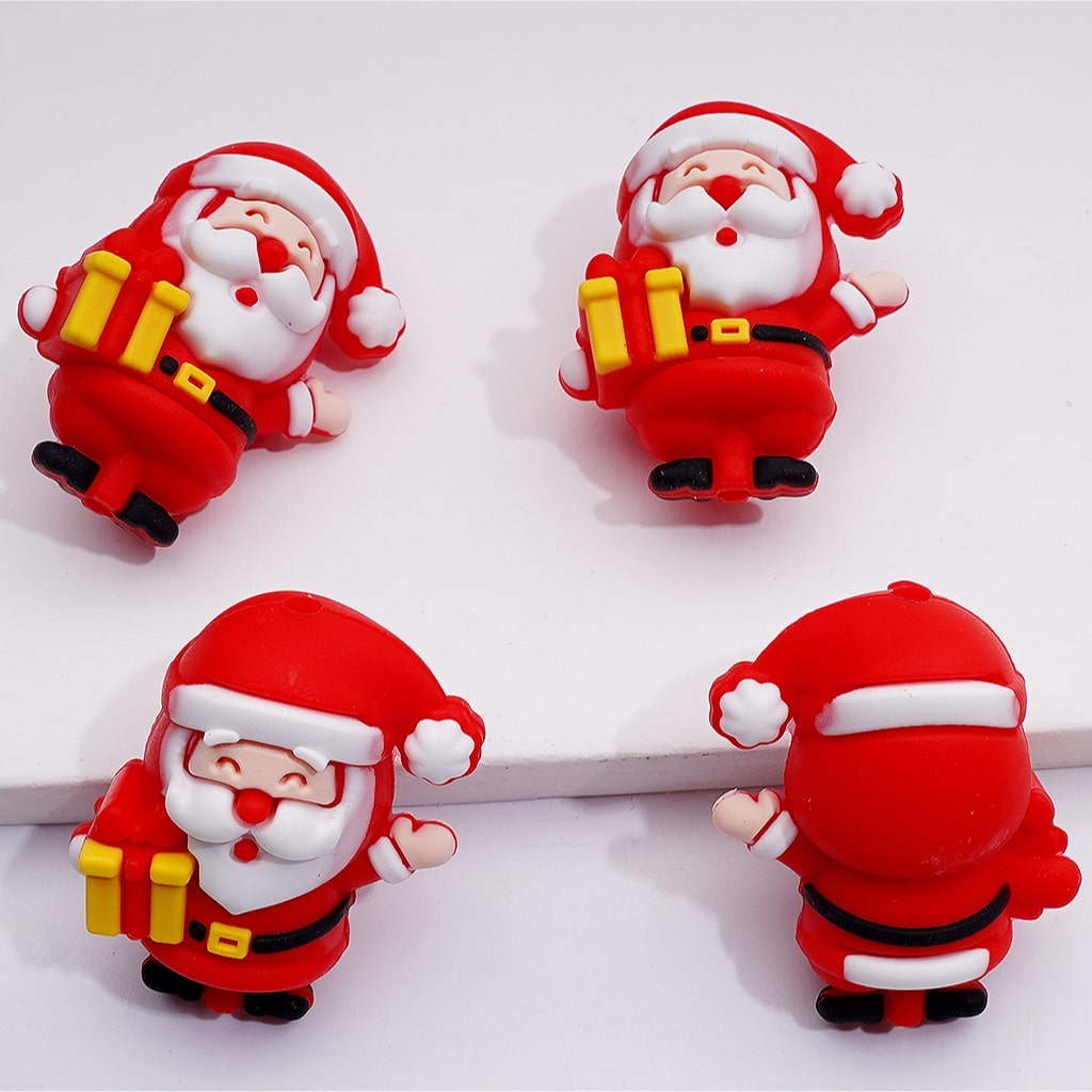3D Elk Bell Hat Father Christmas Gift Christmas Series Silicone Focal Beads