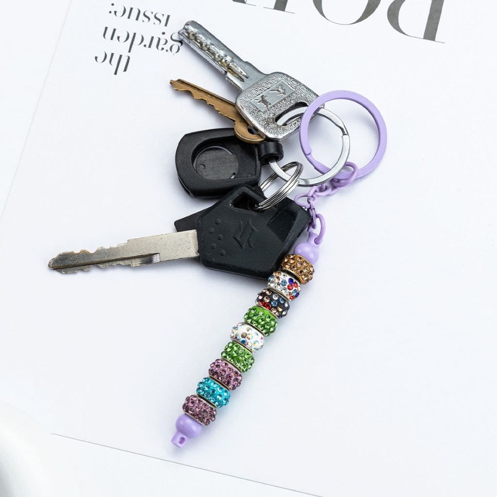 New Style Beadable DIY Metal Keychain with Bar in Solid Color, 153MM