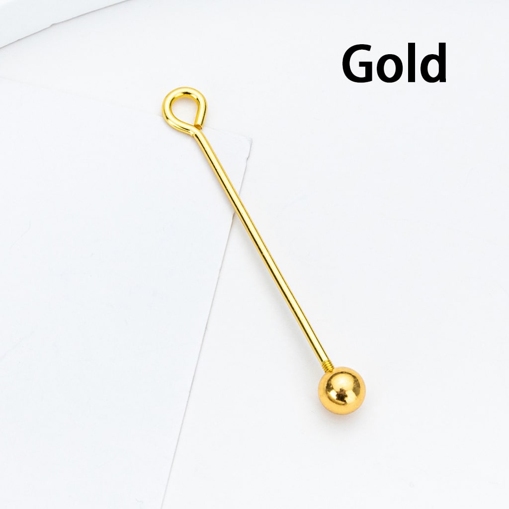 DIY Beadable Sterling Alloy Pearl Bead Detachable Spiral Needle  9-Pin Jewelry Accessories 48MM