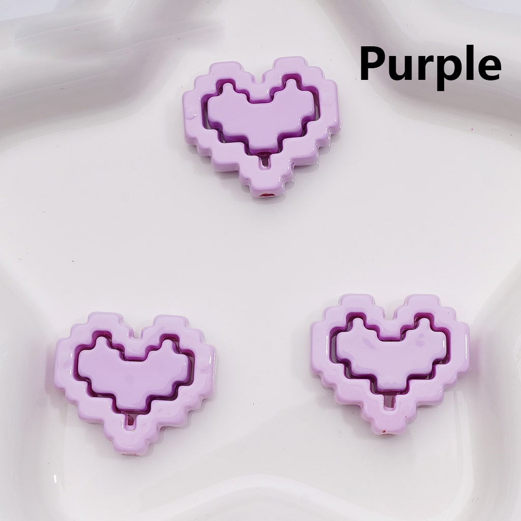 Hearts & Hearts Frame Puzzle Set Acrylic Beads Cute 30*26MM (1pcs heart + 1pcs heart frame is 1 set, 20pcs is 10 sets, Single Color is available for 200 sets Whole bag)