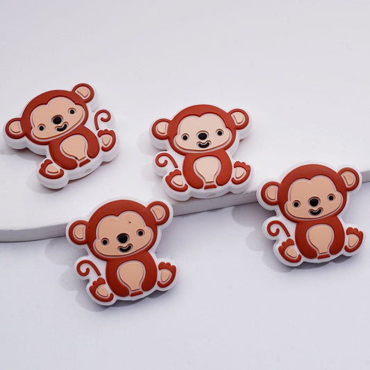 Cute Monkey with a Curled Little Tail Silicone Focal Beads
