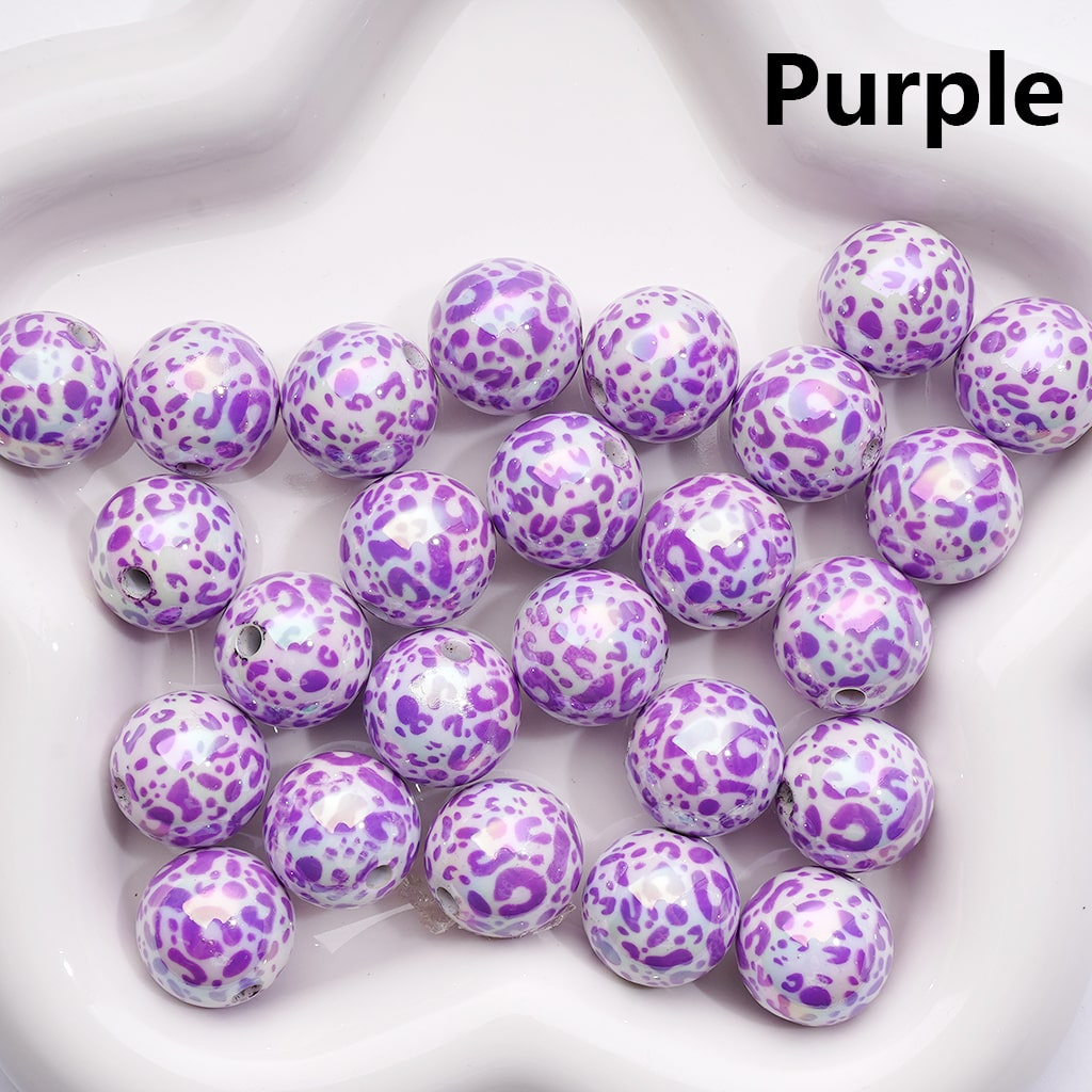 UV Coated Leopard Print Multi-Color Round Acrylic Beads 16mm ((Single Color is available for 200pcs(Whole Bag))