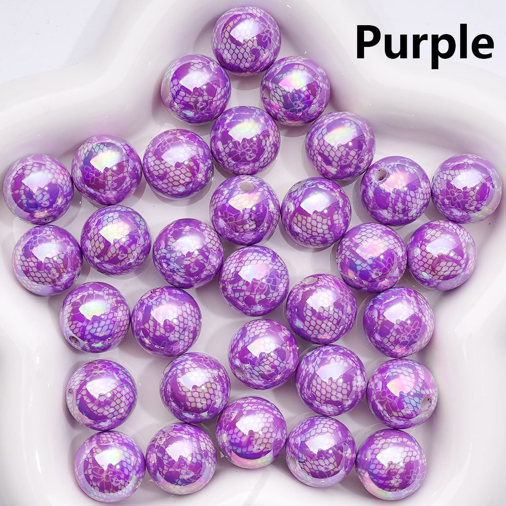 UV Coated Lace Butterfly Prints Multi-Color Acrylic Beads 16MM (Single Color for 200pcs)
