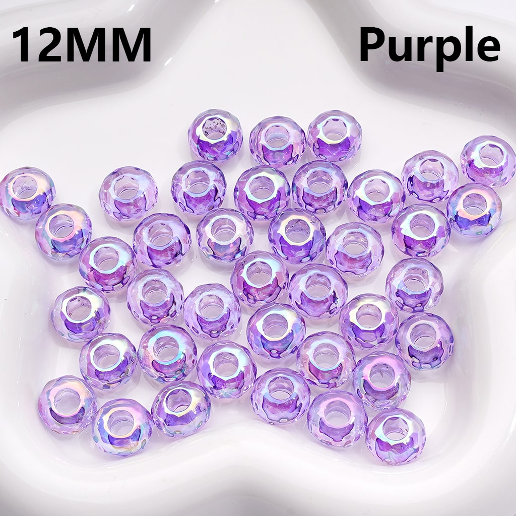 UV Coated Wheel Shape with Large Hole Translucent Multi-Color Acrylic Beads 12MM