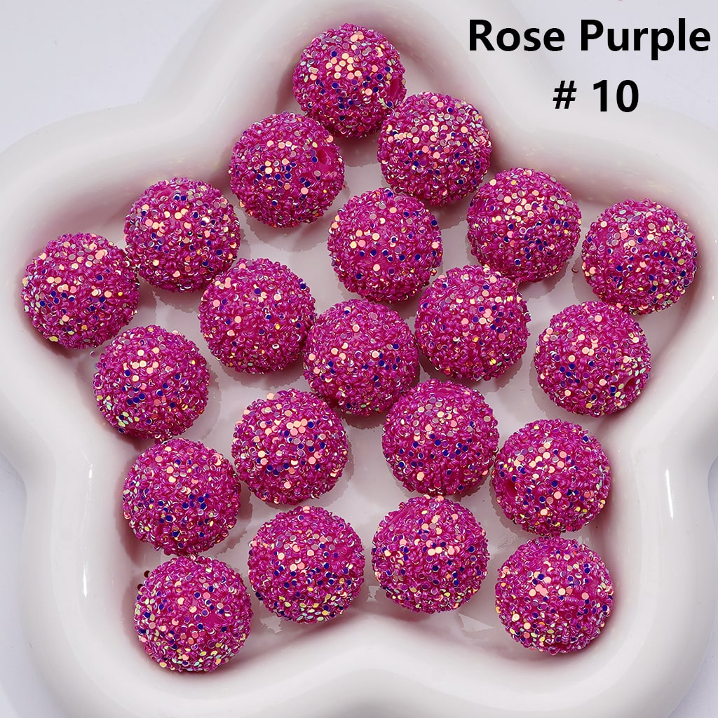 Shiny Confetti Round Acrylic Beads Solid Color Multicolor Look, 20MM