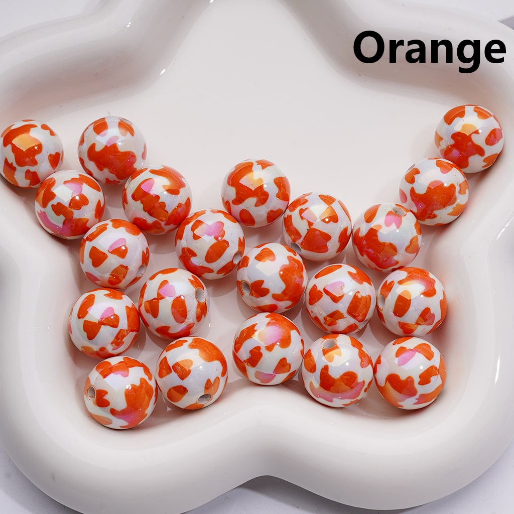 Cow Prints Multi-Color UV Coating Round Acrylic Beads, 16MM (Single Color is available for 200pcs Whole bag)