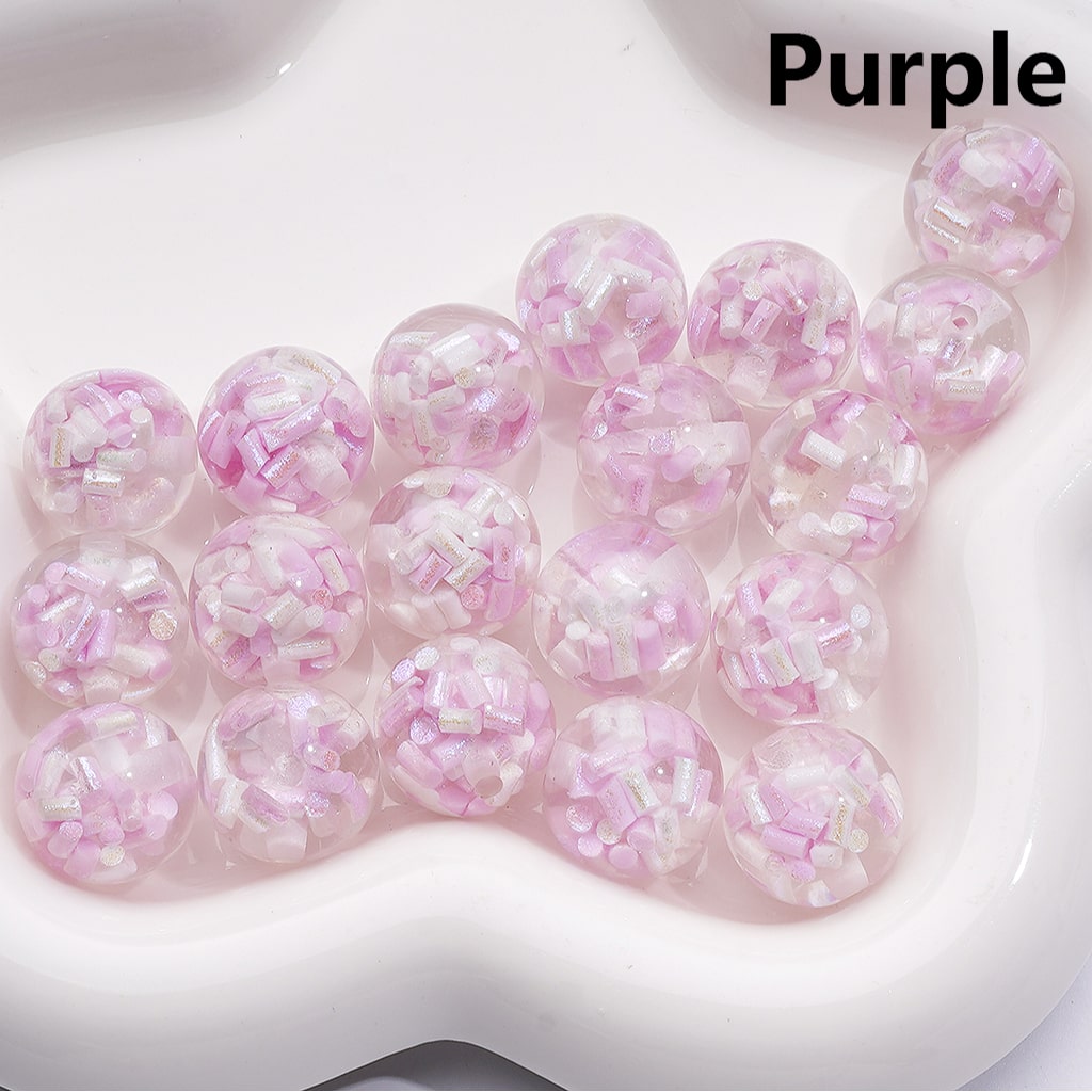 Candy Stick Inside Multicolor or Single Round Design Shiny Shade Acrylic Beads 16MM