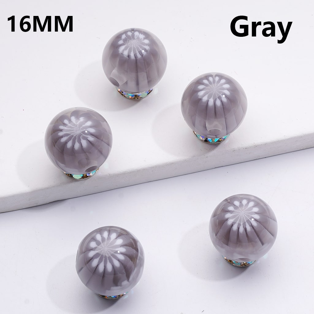 Chrysanthemum Stripe Round Beads Multi-Color Round 16MM Acrylic Beads (Single Color is only available for 200pcs(whole bag))