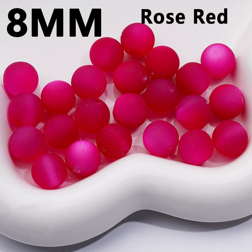 Frosted Matte with Cat Eye Style Multi-Color Round Acrylic Waist Beads for Jewelry Making 8mm Random Mix