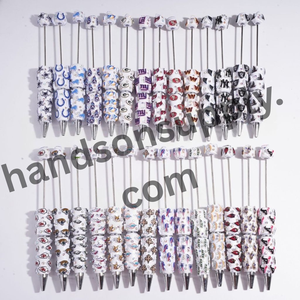 NY American Football Baseball Team Designs with Sparkling AB Rhinestones Beadable Clay Pens