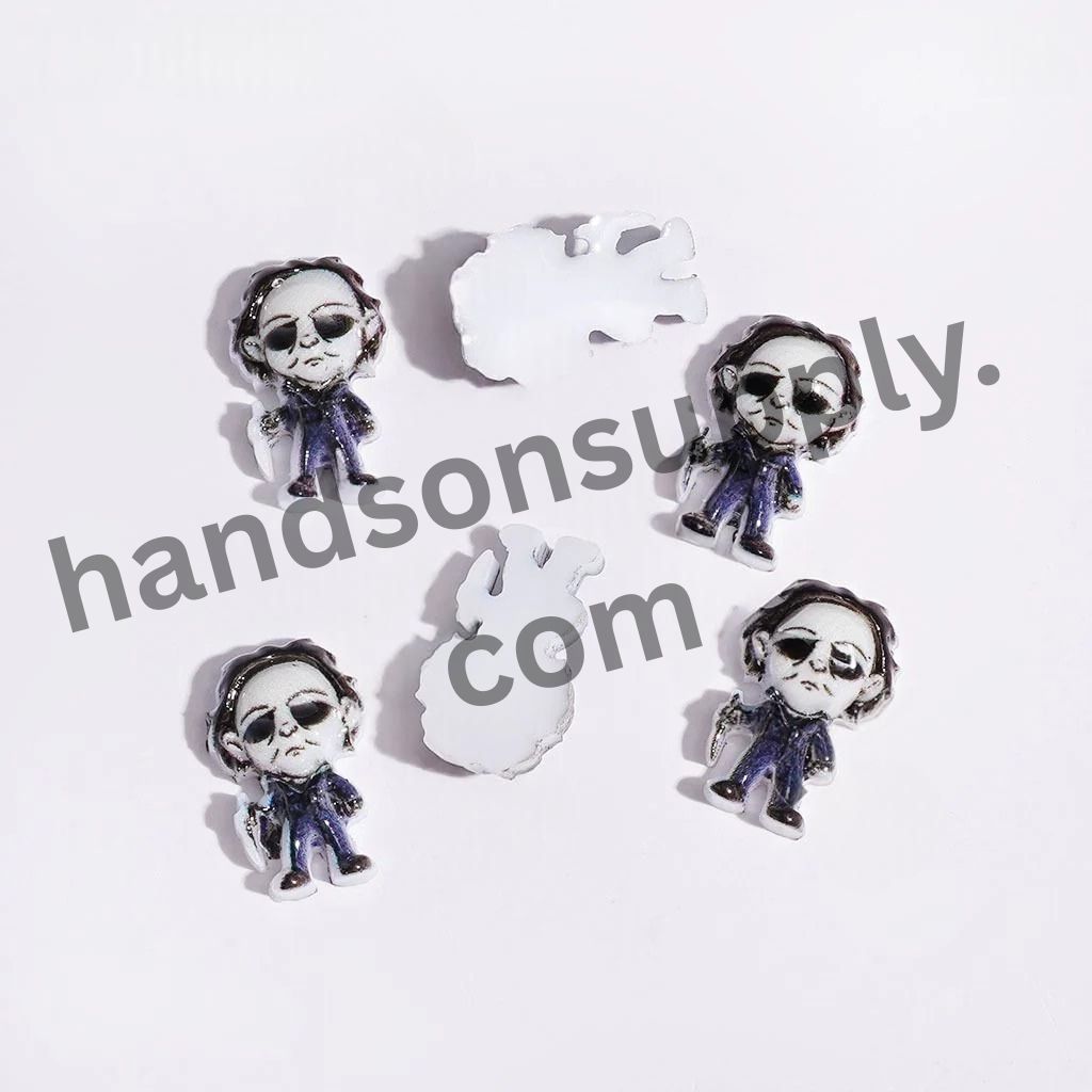 Trendy K-Pop Boy Group Portrait Design Bowtie Hollow Wreaths with Character Printed Round Acrylic Beads, Multi-Color Random Mix (Please Read Description)]