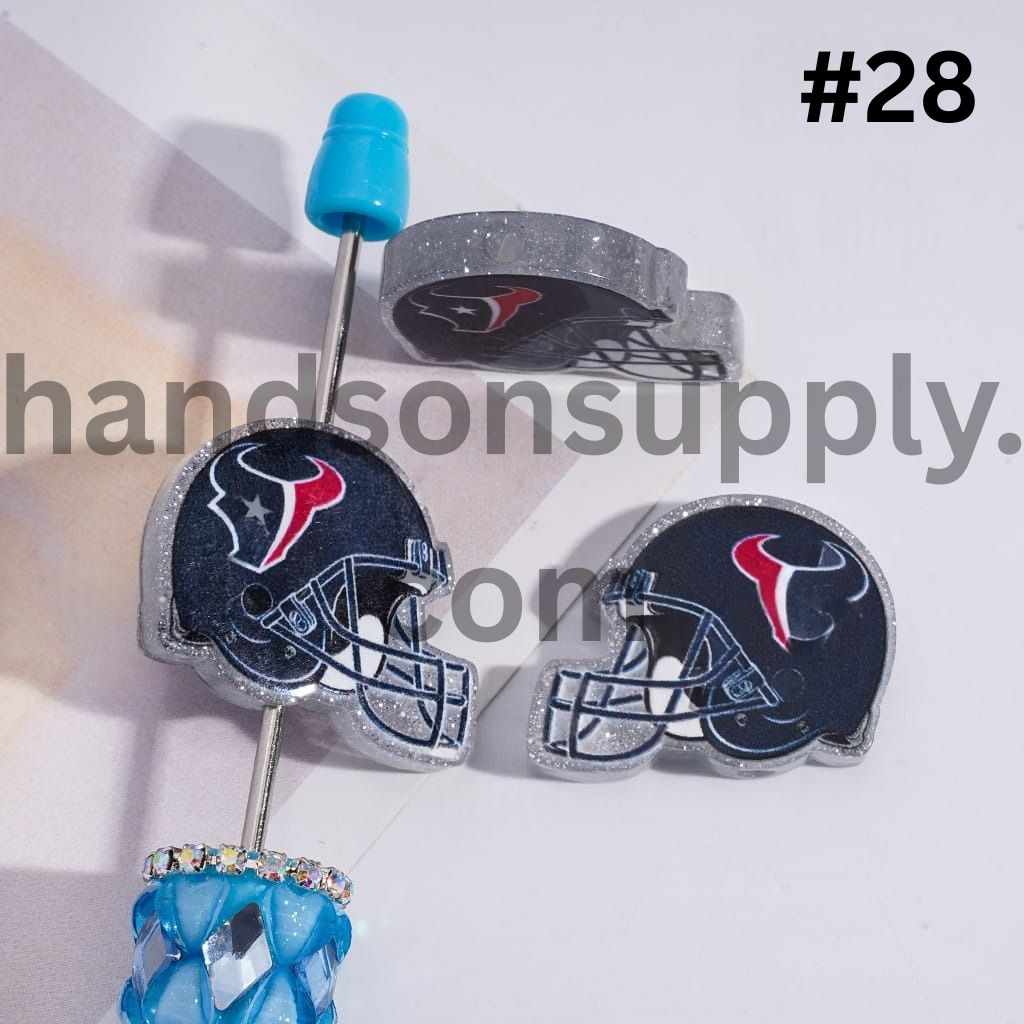 Silver Glitter USA American Football Helmet Shape Acrylic Beads 22*26MM