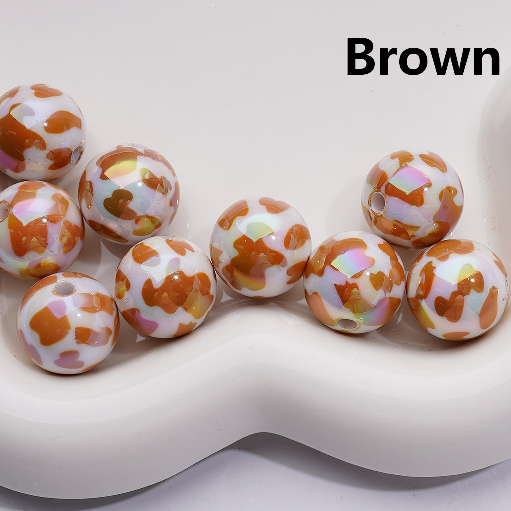 Cow Prints Multi-Color UV Coating Round Acrylic Beads, 16MM (Single Color is available for 200pcs Whole bag)