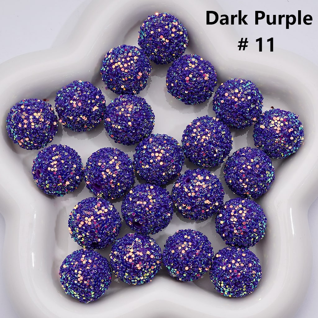 Shiny Confetti Round Acrylic Beads Solid Color Multicolor Look, 20MM