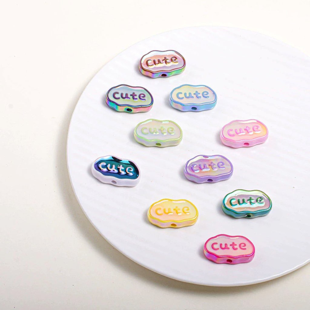 Cute Cloud Acrylic Beads in Solid Colors with UV Coating – Mixed Assortment, 26x15MM