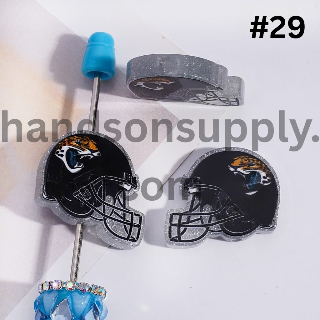 Silver Glitter USA American Football Helmet Shape Acrylic Beads 22*26MM
