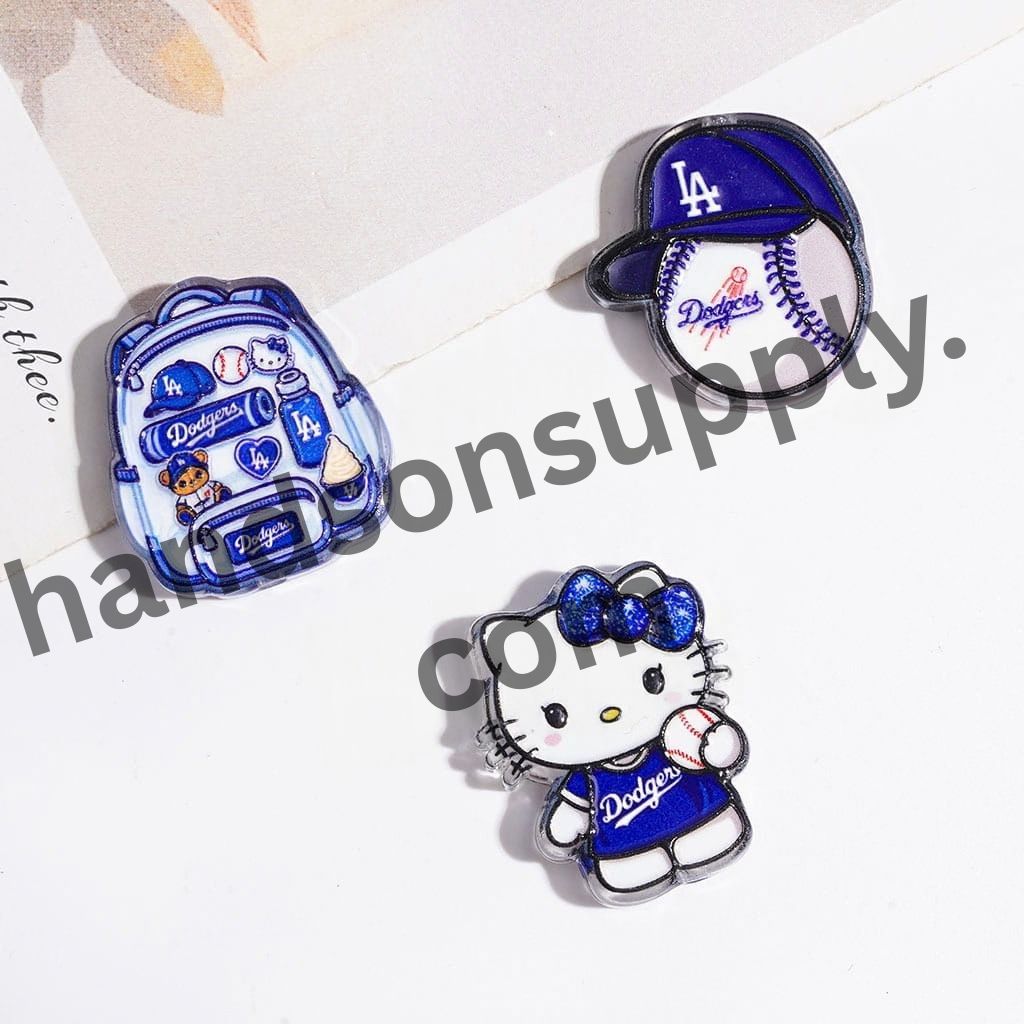 Classic Los Angeles Baseball American Team Logo Design Semi-Clear Acrylic Beads, Random Mix