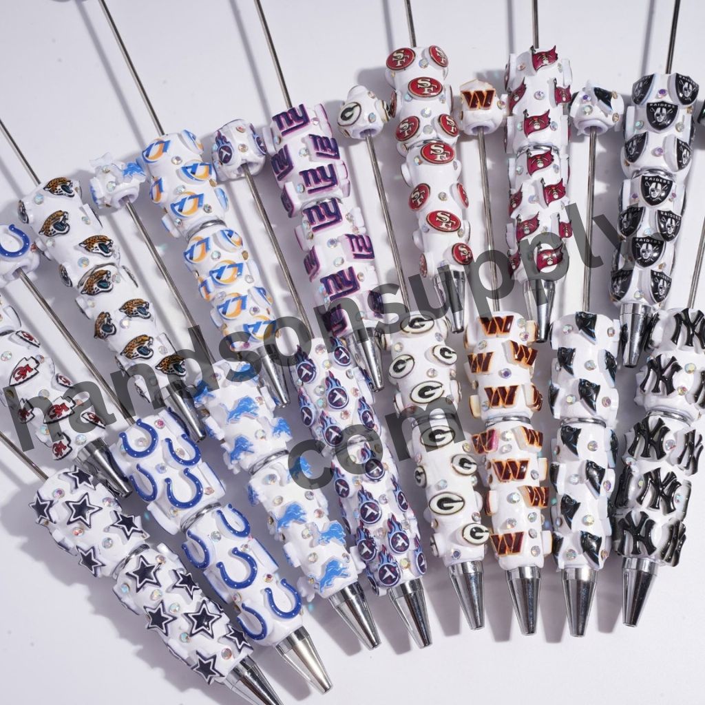 NY American Football Baseball Team Designs with Sparkling AB Rhinestones Beadable Clay Pens
