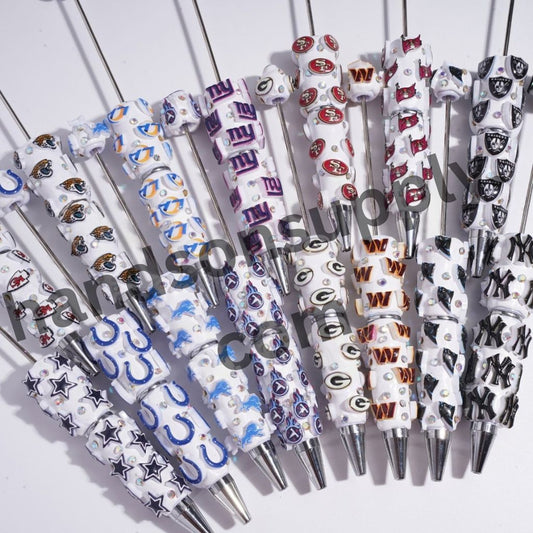 NY American Football Baseball Team Designs with Sparkling AB Rhinestones Beadable Clay Pens