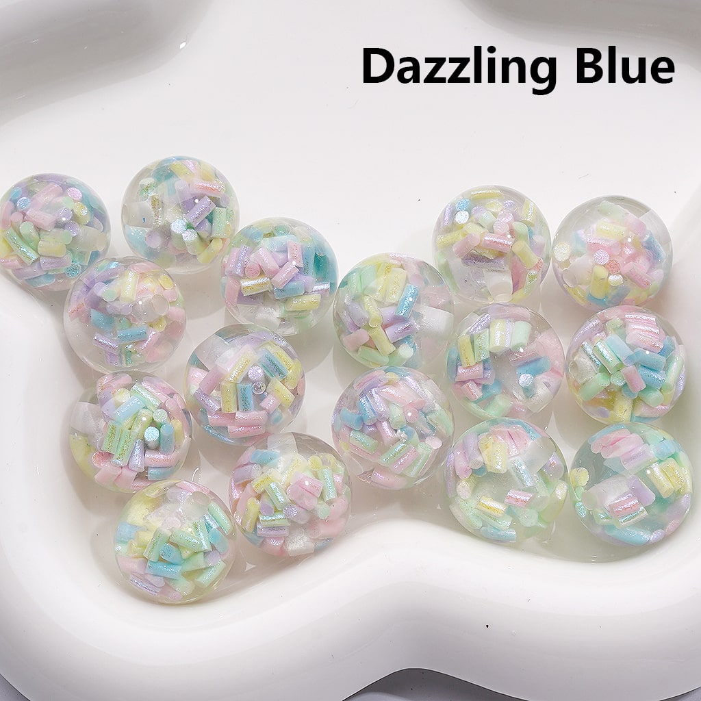 Candy Stick Inside Multicolor or Single Round Design Shiny Shade Acrylic Beads 16MM