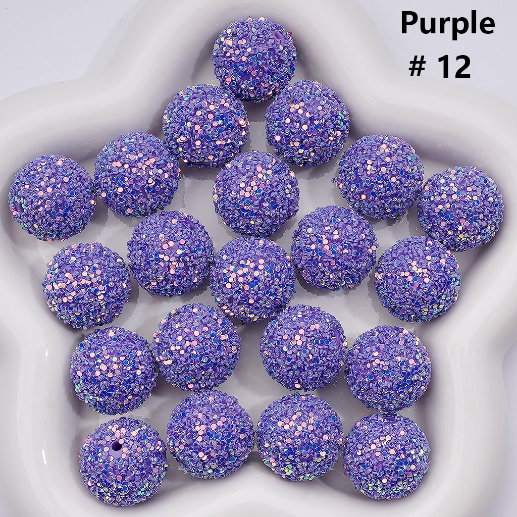 Shiny Confetti Round Acrylic Beads Solid Color Multicolor Look, 20MM