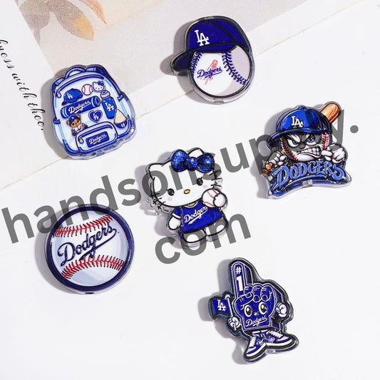 Classic Los Angeles Baseball American Team Logo Design Semi-Clear Acrylic Beads, Random Mix