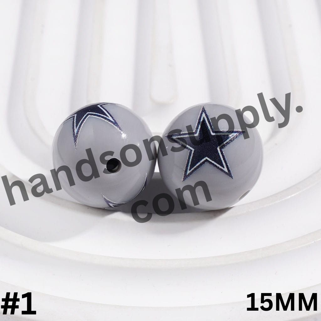 American Football Team Acrylic Beads for Bracelets, 15MM