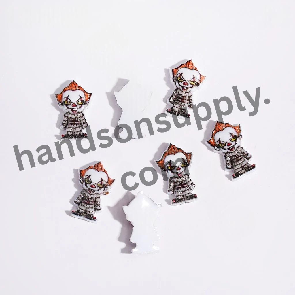 Trendy K-Pop Boy Group Portrait Design Bowtie Hollow Wreaths with Character Printed Round Acrylic Beads, Multi-Color Random Mix (Please Read Description)]