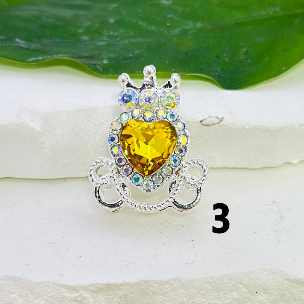 Bling Bling Silver Alloy Heart Crown with Mini Bling Bling AB Rhinestones Colorful Heart Rhinestones Beads, Around 26*22MM