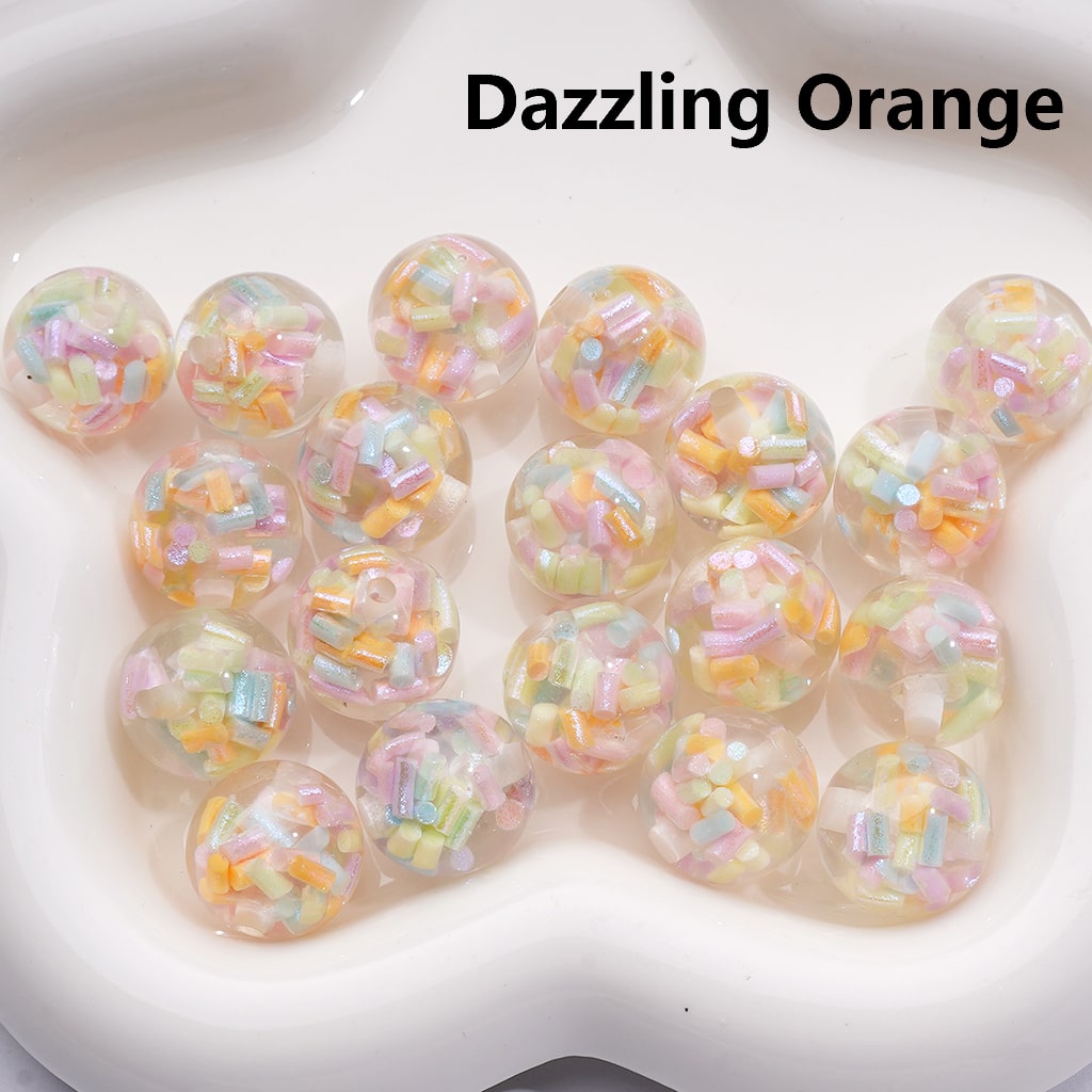 Candy Stick Inside Multicolor or Single Round Design Shiny Shade Acrylic Beads 16MM