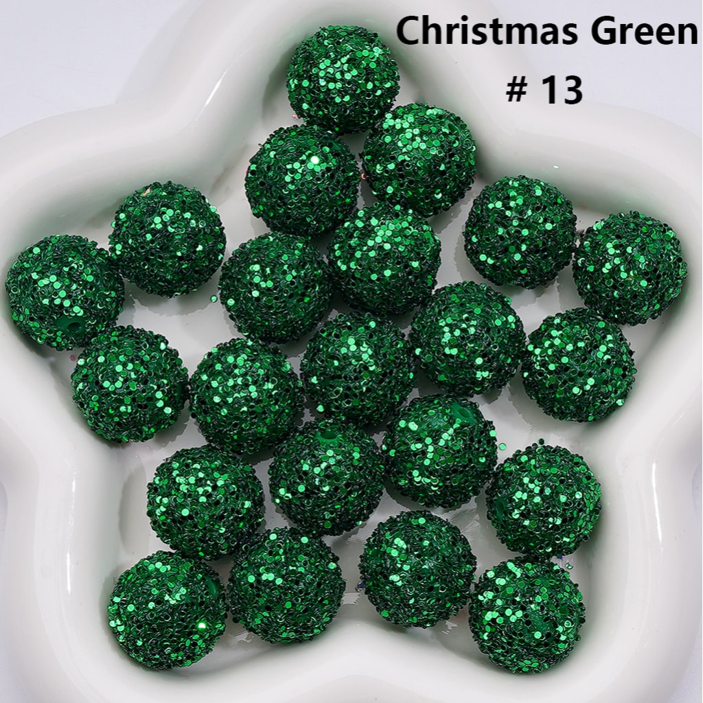 Shiny Confetti Round Acrylic Beads Solid Color Multicolor Look, 20MM