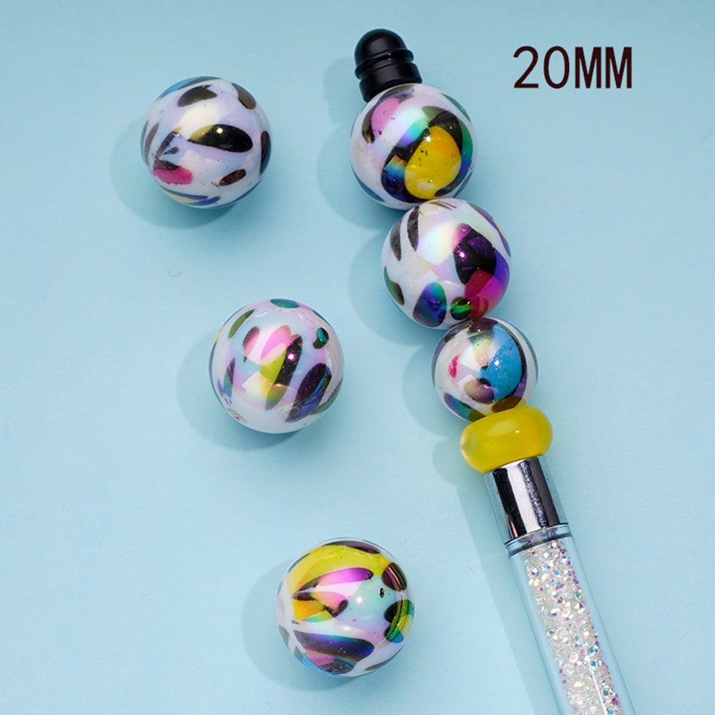 Mini Round White Jaguar Leopard Cheetah Colorful Acrylic Beads 20mm,16mm