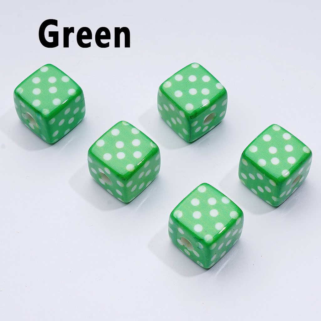 Colorful Cube Acrylic Beads with Mini Round Accents – 14MM Square Design