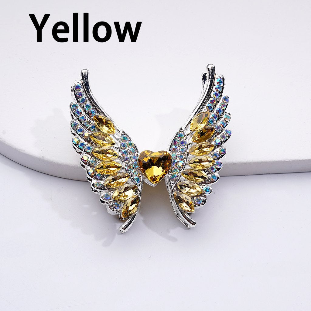 Exquisite Fancy Silver Alloy Angel's Wings Beads with Shiny Rhinestones, 46*50MM, Random Mix