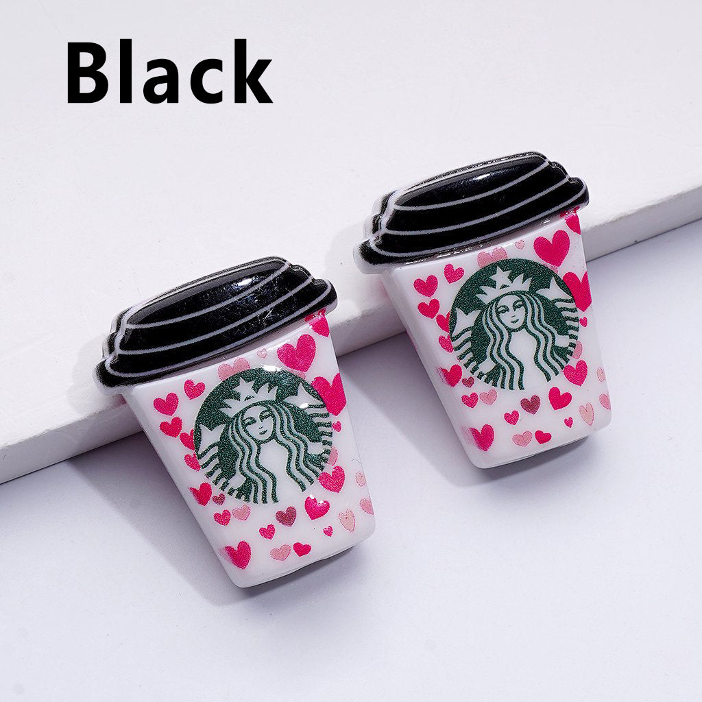 Coffee-Inspired Coffee Cup Design 30*26MM Colorful Acrylic Beads