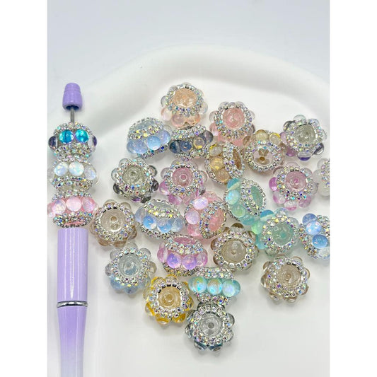 See Thru Colorful Rhinestones Acrylic Beads, Chain, 15mm by 19mm, ZY
