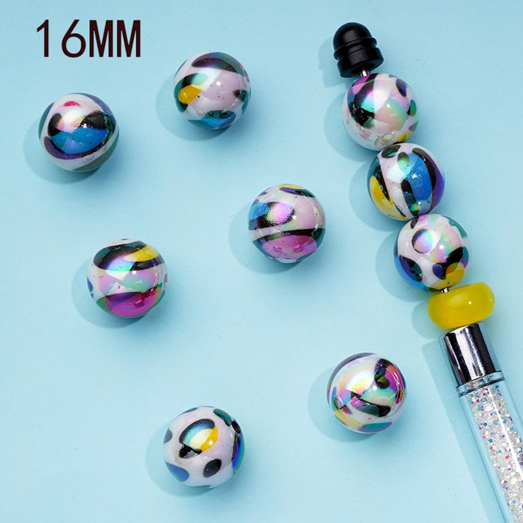 Mini Round White Jaguar Leopard Cheetah Colorful Acrylic Beads 20mm,16mm