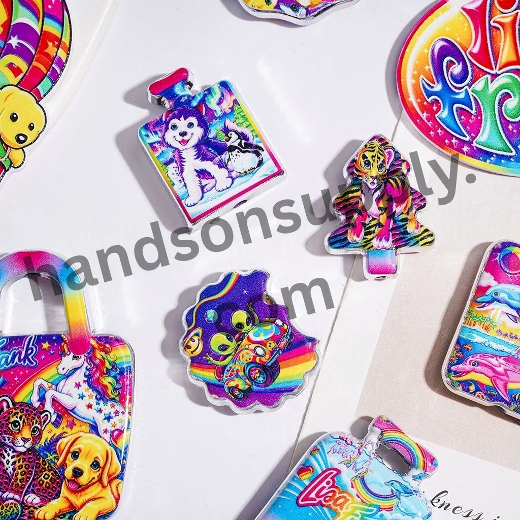 Cheerful Rainbow Cartoon Character Designs Animal Theme Acrylic Beads and Pendants, Random Mix