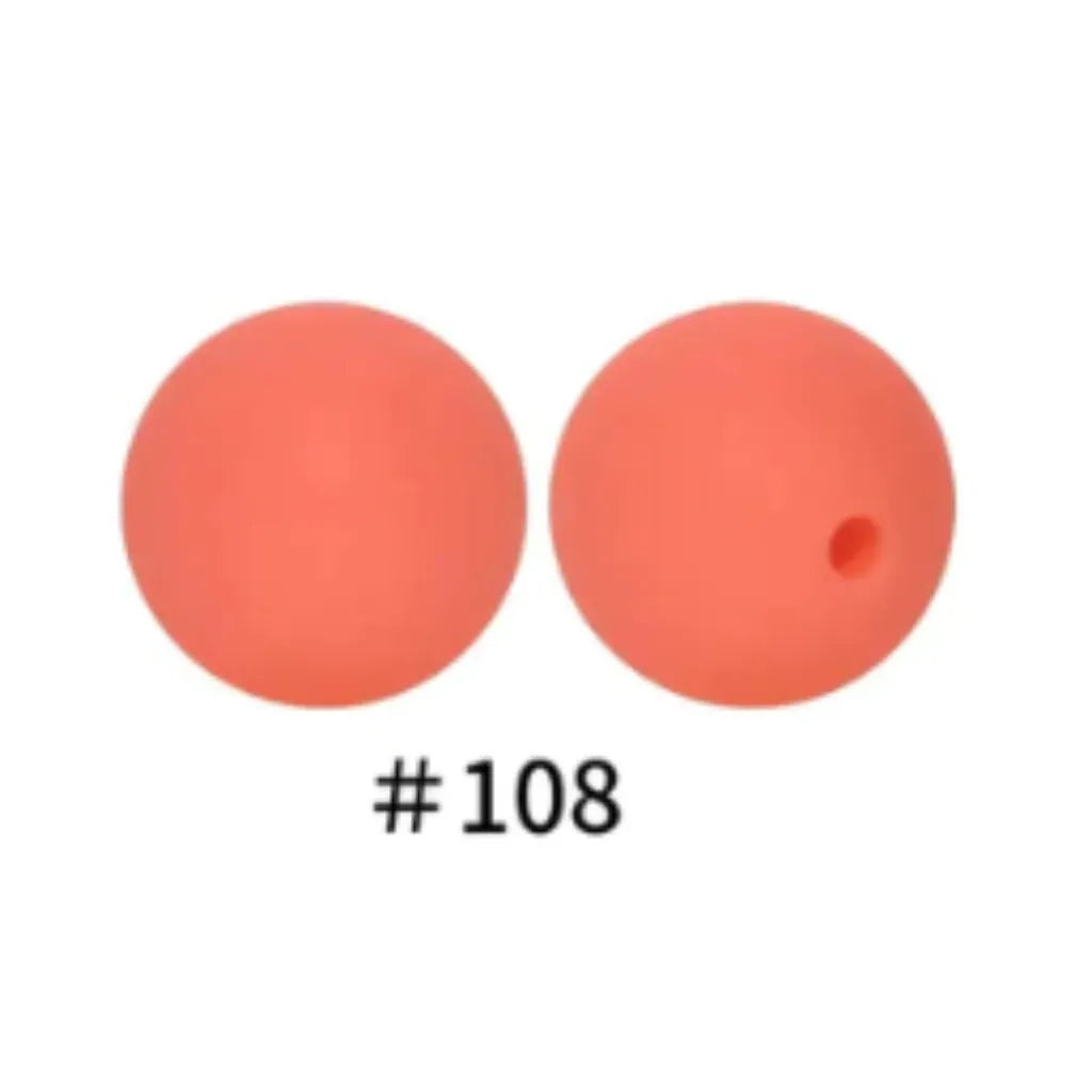 Silicone Beads, Solid Colors, 15 mm