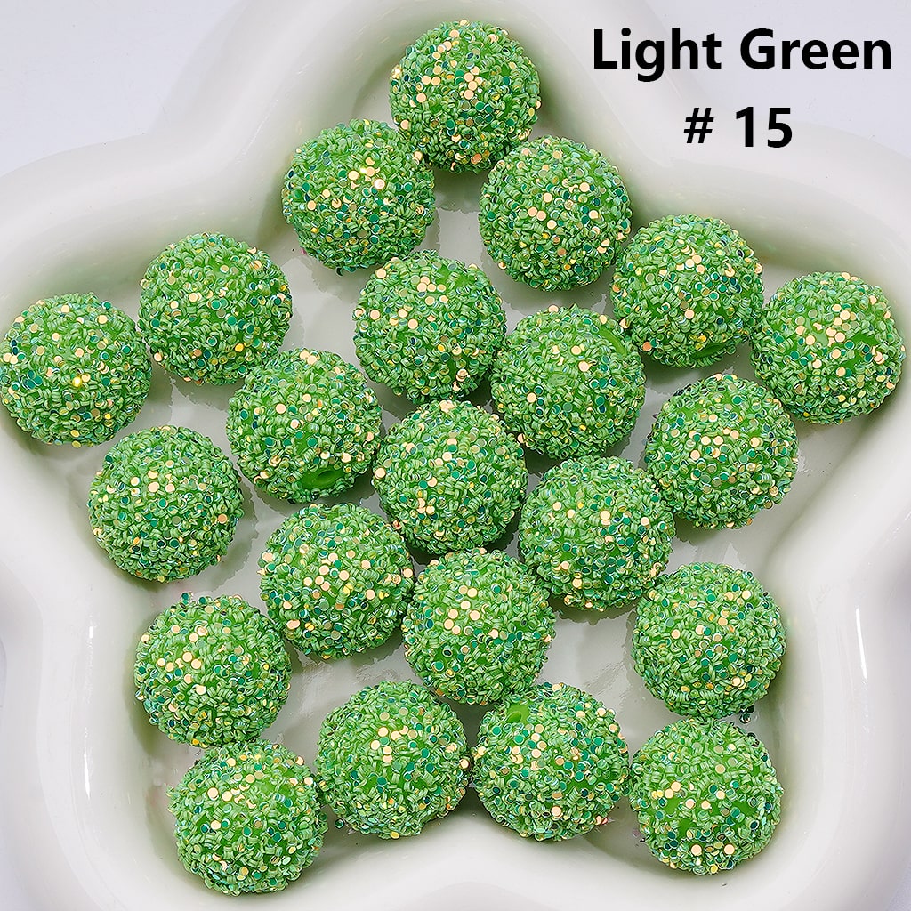 Shiny Confetti Round Acrylic Beads Solid Color Multicolor Look, 20MM