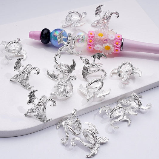 Pterosaur Bead Cap Cage – Ornate Silver Alloy Jewelry Component, Around 27*25MM