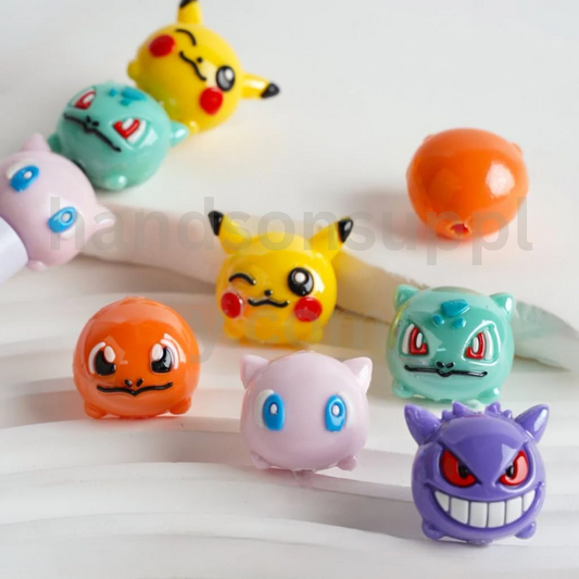 Vivid Pokemo Pikach Japanese Anime Shiny Soft Rubber PVC Beads Around 20x20MM