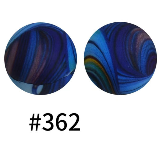 Printed Deep Blue Pattern Silicone Beads Number 362