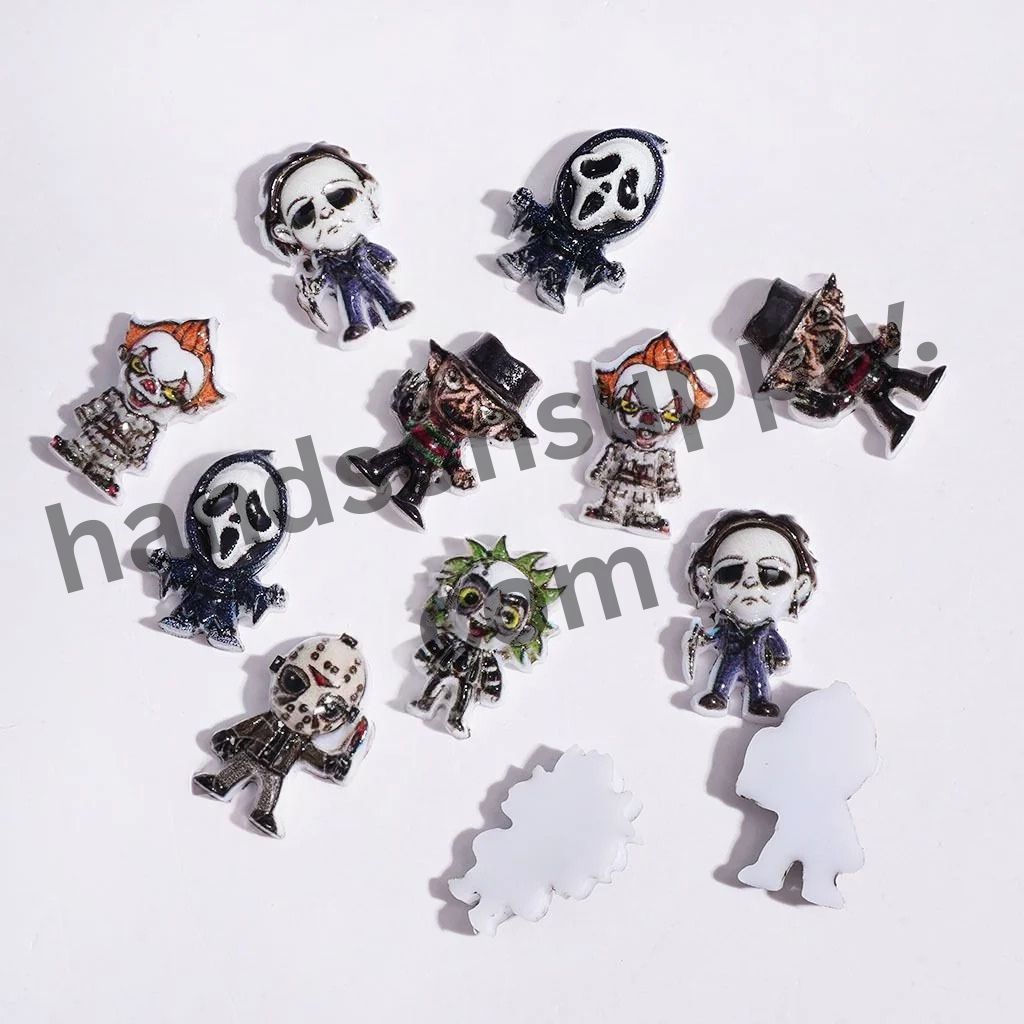 Trendy K-Pop Boy Group Portrait Design Bowtie Hollow Wreaths with Character Printed Round Acrylic Beads, Multi-Color Random Mix (Please Read Description)]